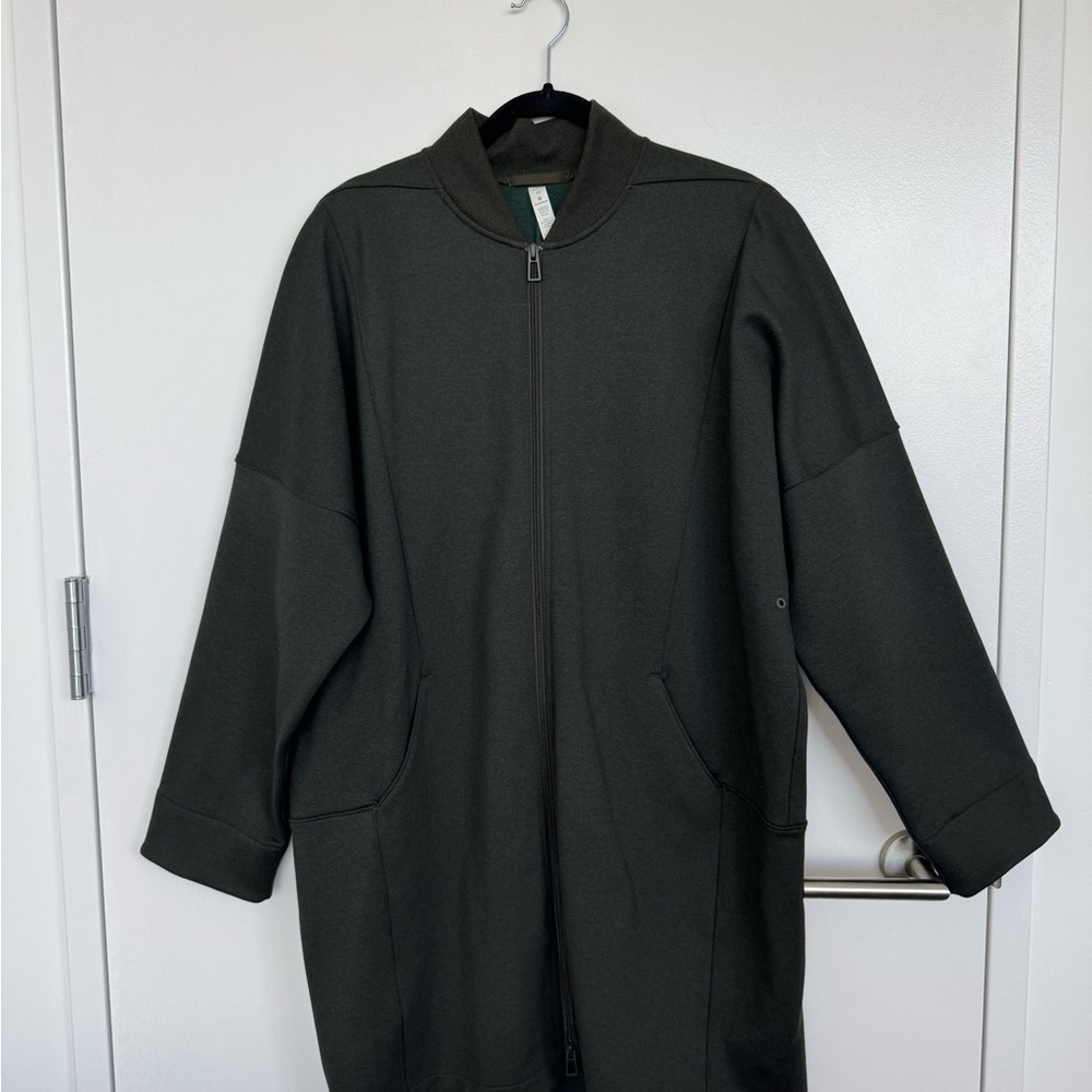 Lululemon Long Olive Green Zip-Up Jacket